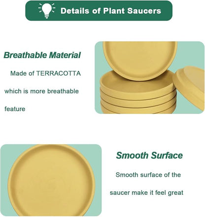 vensovo 6 Inch Yellow Terracotta Plant Saucer Pots Tray - 6 Pcs Round Planter Saucers for Indoor & Outdoor Plants, Small Clay Trays Perfect for 5 Inch 5.5 Inch 6 Inch Flower Pot