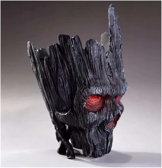 Mikayoo Stump Skull Flower Pot - Treeman Pen Holder & Creative Green Plant Pot - 7" High, 4.7" Wide (Black)