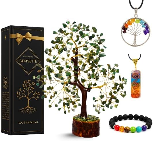 Green Aventurine Gemstone Tree with Golden Wire – Feng Shui Crystal Bonsai for Abundance, Healing & Décor