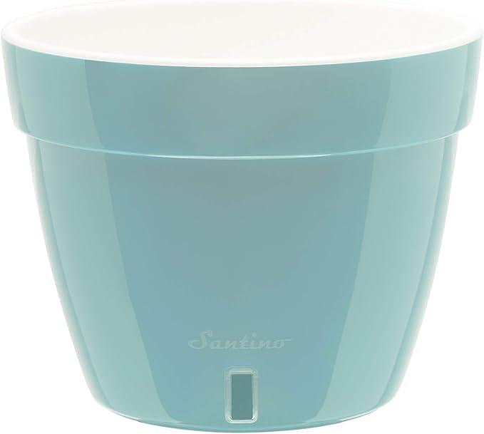 DECOPOTS - 3 Pack - Self Watering Planter - Modern Flower Pot with Water Level Indicator for All House Plants, Flowers, Herbs - Height 8.3 inches (Diameter 10.6", Menthol - White)