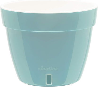 DECOPOTS - 3 Pack - Self Watering Planter - Modern Flower Pot with Water Level Indicator for All House Plants, Flowers, Herbs - Height 8.3 inches (Diameter 10.6", Menthol - White)