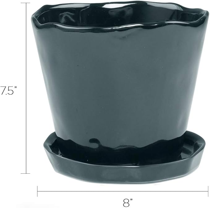 CHIVE ‘Tika’ Ceramic Planter Pot — Large 8" Succulent Pots for Indoor & Outdoor House Plants — Cute, Beautiful Modern Farmhouse Kitchen Decor — Spruce Green