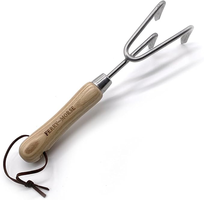 Ferry-Morse Premium Garden Hand Tool Cultivator, Gardening Tools Hand Rake, Stainless Steel Cultivator for Digging, Aerating Soil, and Weeding
