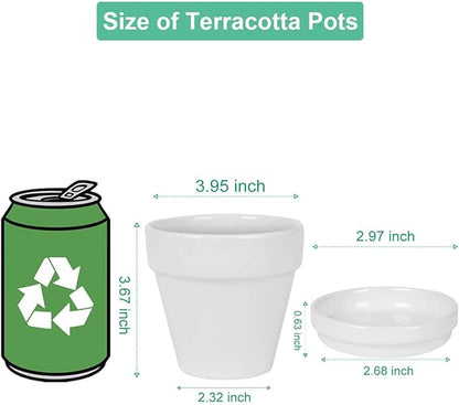 vensovo 4 Inch White Ceramic Pot for Plant with Saucer - 6 Pack Small Ceramic Plant Pot with Drainage Hole, Flower Pot with Tray, Succulent Pot for Indoor Outdoor Plant