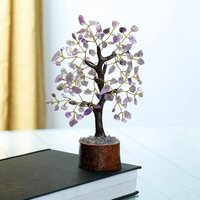 Amethyst Tree - Feng Shui Money Tree - Healing Crystal Tree of Life - Gem Tree - Crystal Tree for Positive Energy - Chakra Tree - Wire Bonsai Tree - Chakra Decor - Crystal Tree Branches