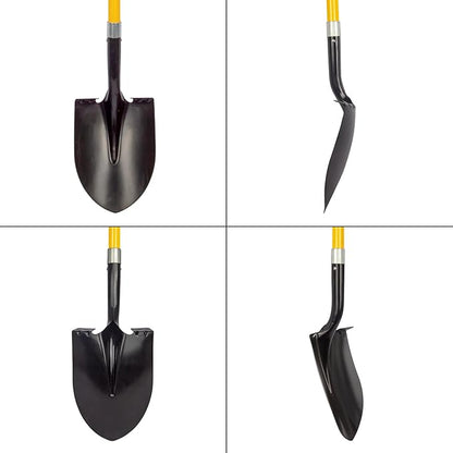 VNIMTI Heavy Duty Gardening Shovel, 56 Inch Round Blade with Fiberglass Handle (Yellow)