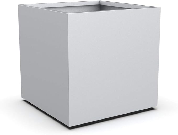 Plantercraft Powder-Coated Aluminum Planter Box - Square Cube - Metal All Weather | Indoor Outdoor Commercial Residential | Made in USA | Fully Assembled