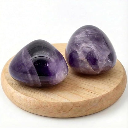 Polished Amethyst Crystal Stones - 2 Pcs of 1.2" Worry Stone for Anxiety, Pocket Palm Stone Super Large Handpicked Natural Tumbled Gemstones for Meditation, Reiki, Chakra Healing, Home Decor