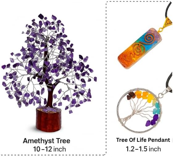 GEMSCITE Amethyst Crystal Tree with Silver Wire – Handmade Gemstone Bonsai for Healing, Meditation & Elegant Home Decor
