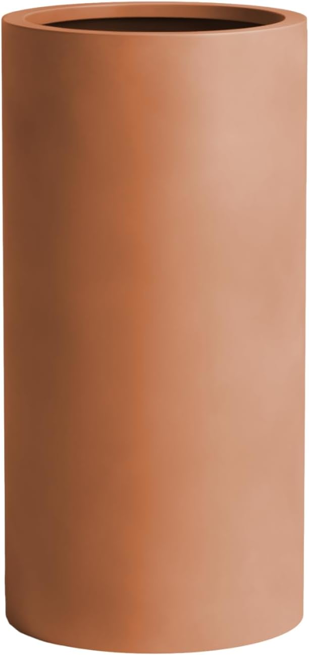 DTY Signature Mount Oxford Tall Outdoor Planter - Large Terracotta 31.5 Inch Height Modern Tall Planter Pot for Indoor & Outdoor Spaces - Stylish Planter for Contemporary Homes and Gardens
