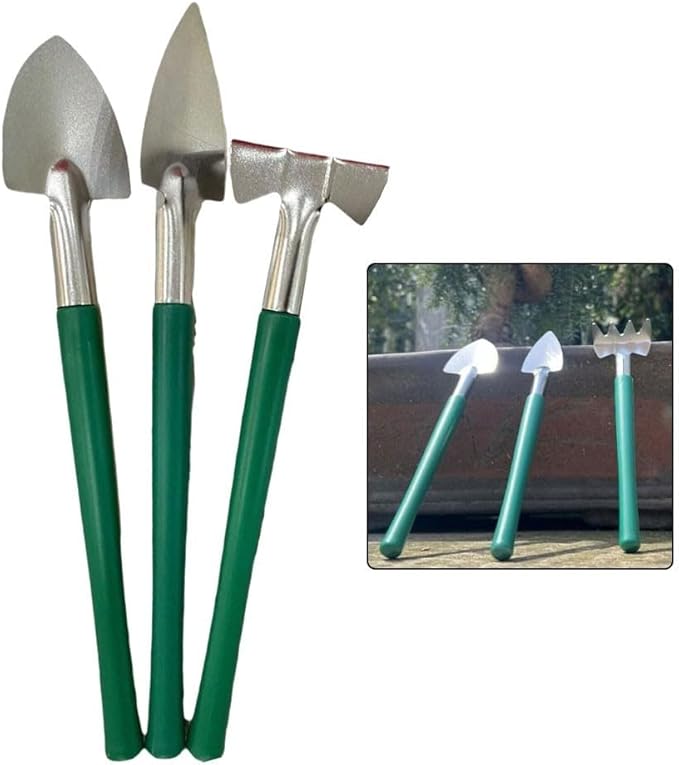 3 Pcs Mini Gardening Kit With Rake Trowel And Shovel For Succulents For Bonsai Cacti Indoor Plants Stainless Steel Lightweight Tools