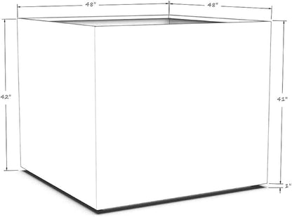 Plantercraft Powder-Coated Aluminum Planter Box - Square Cube - Metal All Weather | Indoor Outdoor Commercial Residential | Made in USA | Fully Assembled