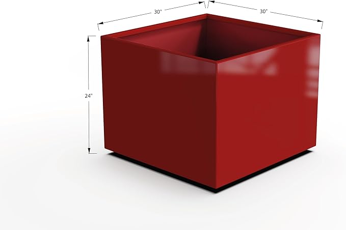 Plantercraft Powder-Coated Aluminum Planter Box - Square Cube - Metal All Weather | Indoor Outdoor | Made in USA | Fully Assembled
