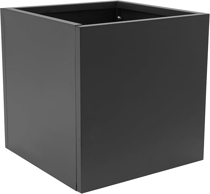 DYNAMI Square Planter Box,24x24x24in Steel Metal Planters Large Cube Plant Pot for Outdoors,Modern Heavy Duty Flower Pot for Patio, Deck, Yard, Garden (Black, 24in)