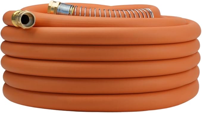 WiseFlow Garden Hose 75FT x 3/4", Heavy Duty Rubber Hose, Water Hose with Five Layered Braiding, Male Female Fittings, 1000PSI Burst, 300PSI Working (Orange)