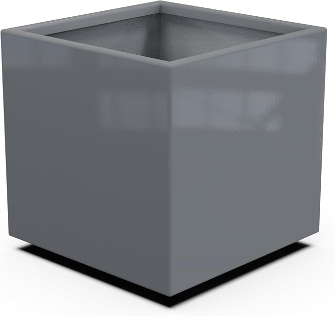 Plantercraft Powder-Coated Aluminum Planter Box - Square Cube - Metal All Weather | Indoor Outdoor | Made in USA | Fully Assembled