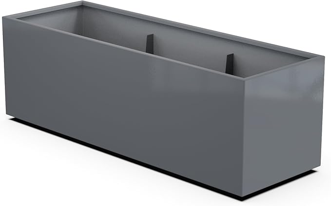 Plantercraft Powder-Coated Aluminum Planter Box - Rectangle - Metal All Weather | Indoor Outdoor | Made in USA | Fully Assembled