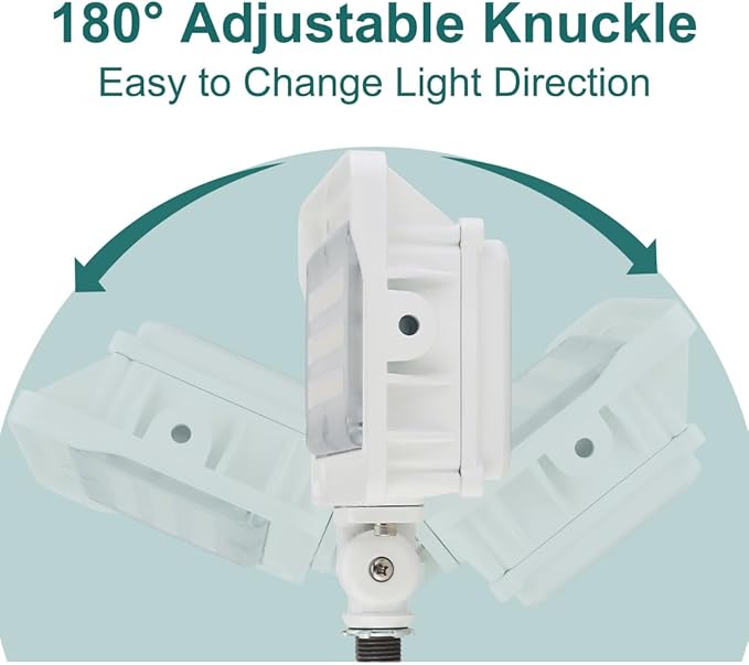 kadision LED Flood Light 50W/40W/30W, 3CCT 3000K/4000K/5000K Selectable, Dusk-to-Dawn Photocell, IP65 Waterproof Adjustable Knuckle Mount Security Lights, 100-277V ETL Listed, White