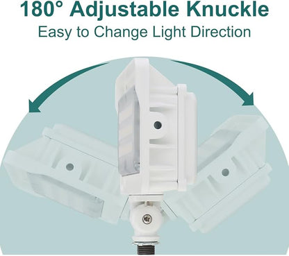kadision LED Flood Light 50W/40W/30W, 3CCT 3000K/4000K/5000K Selectable, Dusk-to-Dawn Photocell, IP65 Waterproof Adjustable Knuckle Mount Security Lights, 100-277V ETL Listed, White