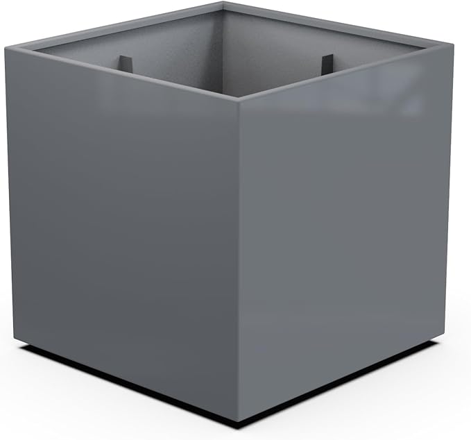 Plantercraft Powder-Coated Aluminum Planter Box - Square Cube - Metal All Weather | Indoor Outdoor | Made in USA | Fully Assembled