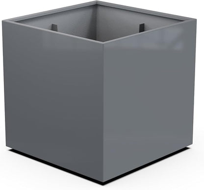 Plantercraft Powder-Coated Aluminum Planter Box - Square Cube - Metal All Weather | Indoor Outdoor | Made in USA | Fully Assembled