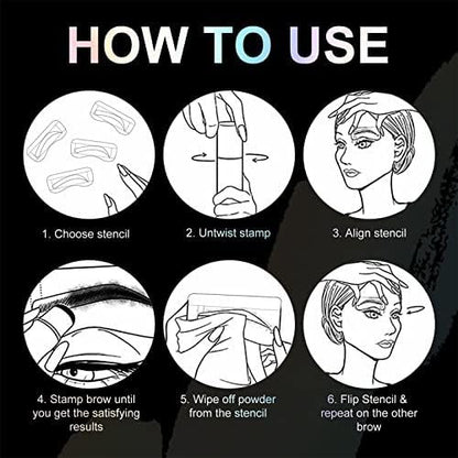 Eyebrow Stamp Stencil Kit - Eye Brow Stencil Kit for Beginners, Brow Stencil and Stamp Kit Long-lasting, Smudge-Proof & Waterproof, 24 Reusable Eyebrow Shapes Stencils for Perfect Brow (Light Brown)