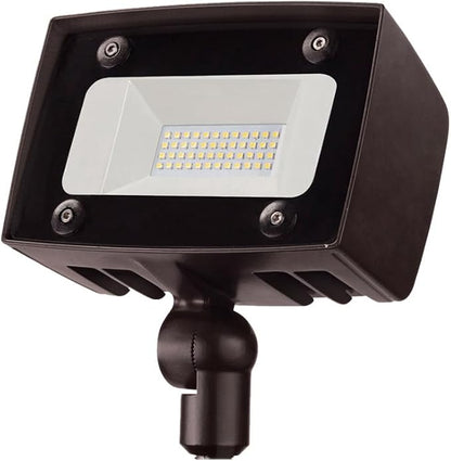 KASTLITE 50W Dusk to Dawn LED Outdoor Flood Light with Knuckle - 350-Watt Equivalent 5000 Lumens 4000K Photocell Security & Landscape Lighting - Rust Proof Aluminum Housing, Bronze