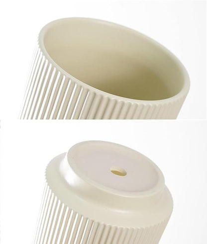 Ceramic 4.9+6.3 inch Planters, Modern Home and Office Flowerpot, Indoor and Outdoor Flowerpot with Drainage Hole (Light Yellow)