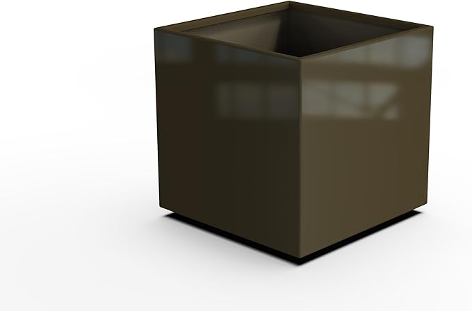 Plantercraft Powder-Coated Aluminum Planter Box - Square Cube - Metal All Weather | Indoor Outdoor | Made in USA | Fully Assembled