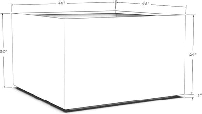 Plantercraft Powder-Coated Aluminum Planter Box - Square Cube - Metal All Weather | Indoor Outdoor Commercial Residential | Made in USA | Fully Assembled