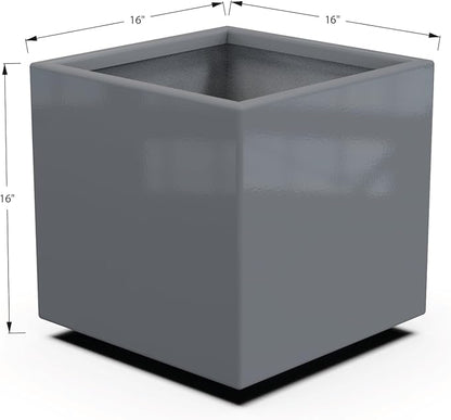 Plantercraft Powder-Coated Aluminum Planter Box - Square Cube - Metal All Weather | Indoor Outdoor | Made in USA | Fully Assembled