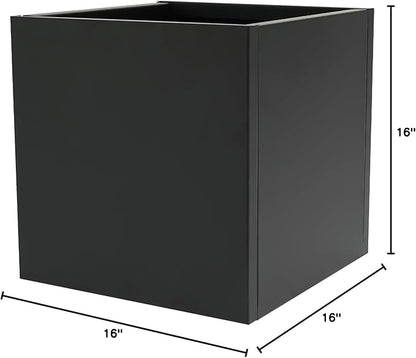 DYNAMI Square Planter Box Black Steel Planter,16x16x16in Metal Planter Box Large Cube Plant Pot for Outdoor Plants,Modern Heavy Duty Flower Pot for Patio, Deck, Yard, Garden