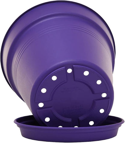 Mintra Home Garden Pots 4pk - Flowers, Herbs, Plants, Indoor, Outdoor, Colorful, Wholesale, Bulk (Purple, 19cm Diameter (7.5in))
