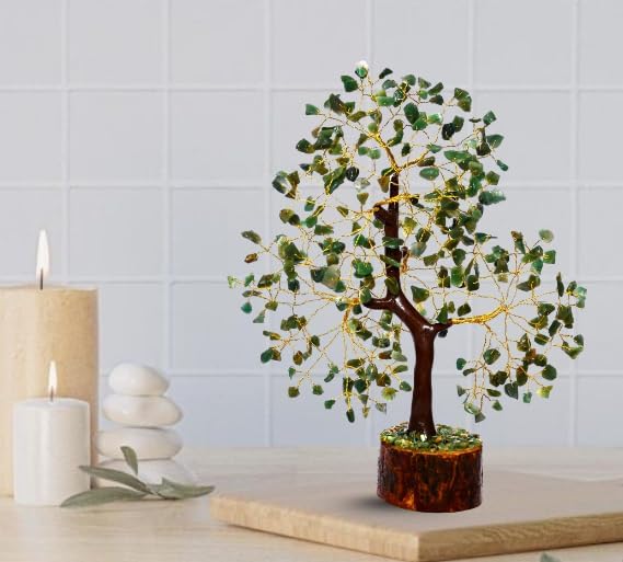Green Aventurine Gemstone Tree with Golden Wire – Feng Shui Crystal Bonsai for Abundance, Healing & Décor