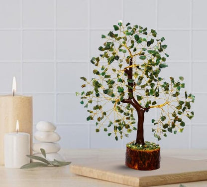 Green Aventurine Gemstone Tree with Golden Wire – Feng Shui Crystal Bonsai for Abundance, Healing & Décor