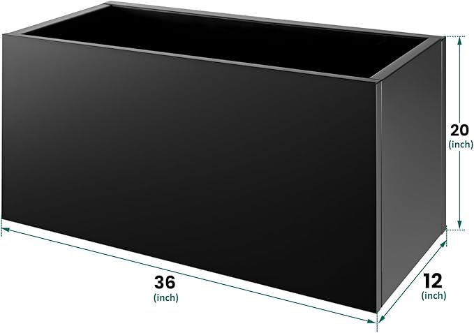 Metal Planter Box 36"x12"x20", Rectangular Steel Planter Box Frost Proof Rust Resistant Indoor&Outdoor, Heavy Duty Steel Planter for Commercial and Residential Use