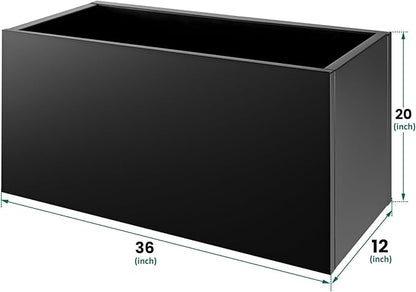Metal Planter Box 36"x12"x20", Rectangular Steel Planter Box Frost Proof Rust Resistant Indoor&Outdoor, Heavy Duty Steel Planter for Commercial and Residential Use