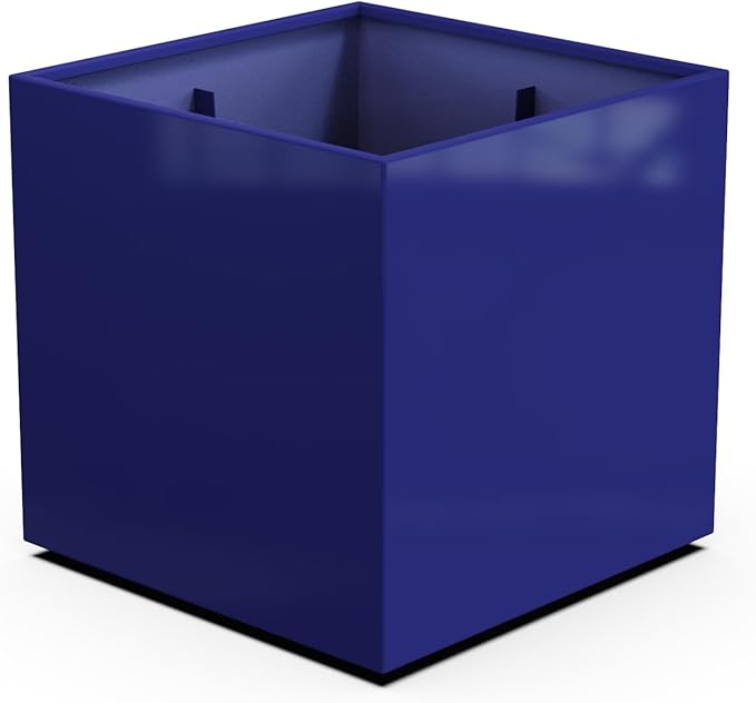 Plantercraft Powder-Coated Aluminum Planter Box - Square Cube - Metal All Weather | Indoor Outdoor | Made in USA | Fully Assembled