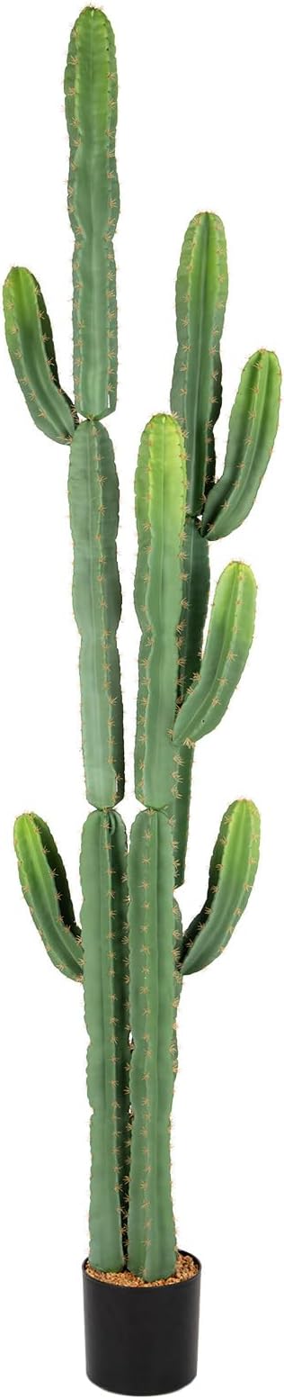 UV-Resistant Artificial Fake Cactus Plants 7ft – Large Faux Cowboy Cactus for Indoor & Outdoor Home, Office, or Garden Decor