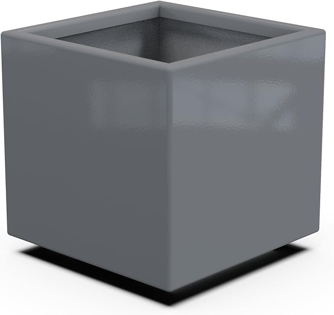 Plantercraft Powder-Coated Aluminum Planter Box - Square Cube - Metal All Weather | Indoor Outdoor | Made in USA | Fully Assembled
