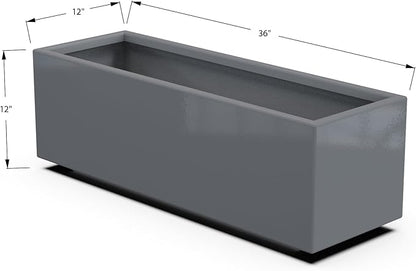 Plantercraft Powder-Coated Aluminum Planter Box - Rectangle - Metal All Weather | Indoor Outdoor | Made in USA | Fully Assembled
