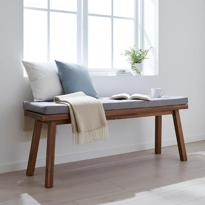 Solid Wood Bench - Minimalist Design, Acacia Wood Construction, Brown Color, Versatile for Entryway, Living Room, Bedroom & Outdoors, Easy Assembly & Weather-Resistant