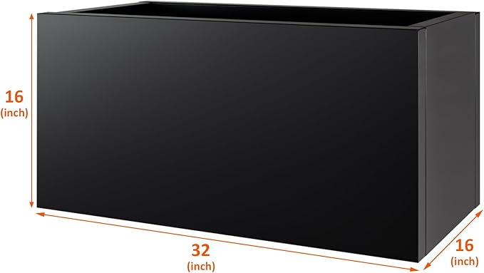 Metal Planter Box 32"x16"x16", Rectangular Steel Planter Box Frost Proof Rust Resistant Indoor&Outdoor, Heavy Duty Steel Planter for Commercial and Residential Use
