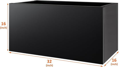 Metal Planter Box 32"x16"x16", Rectangular Steel Planter Box Frost Proof Rust Resistant Indoor&Outdoor, Heavy Duty Steel Planter for Commercial and Residential Use