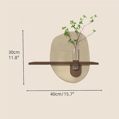 TJTKWIR Creative Sandstone Wall Art Decor, Wall Decoration with Vase and Artificial Plant, Three-dimensional Wall Mural for Living Room, Restaurant(Brown)