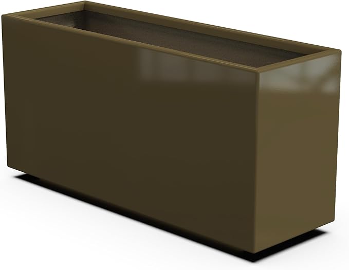 Plantercraft Powder-Coated Aluminum Planter Box - Rectangle - Metal All Weather | Indoor Outdoor | Made in USA | Fully Assembled