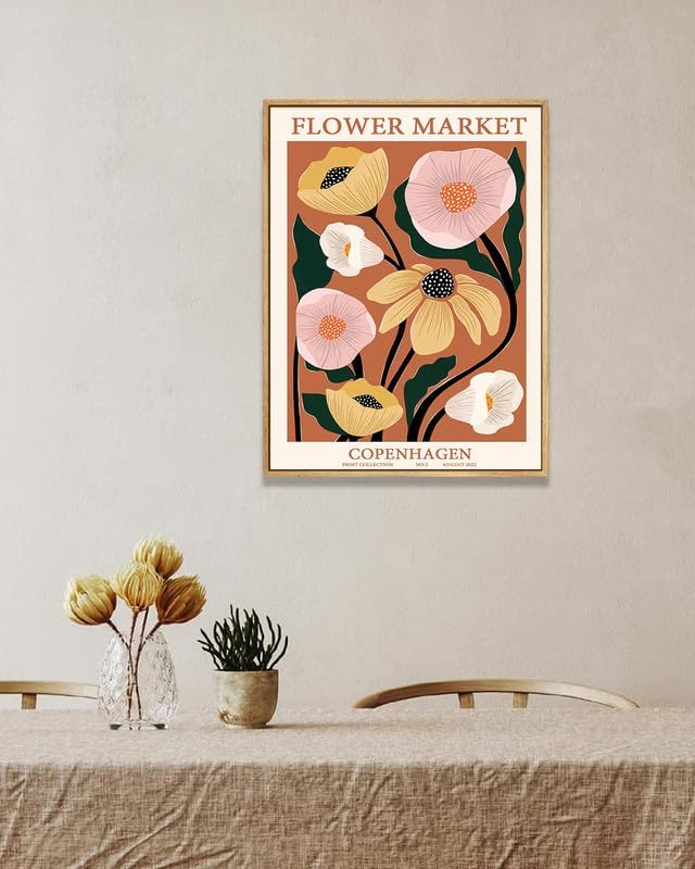 Zzuyi Botanical Decor Framed Wall Art, Vintage Floral Wall Art, Large Wall Decor for Living Room, Bed Room, Office - 24"x 32" Natural Framed