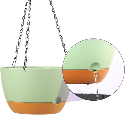 Lookat 2 Pack Hanging Pots for Plants Outdoor Indoor, 10 Inch Hanging Planters with Drainage Hole (10 inch-White)