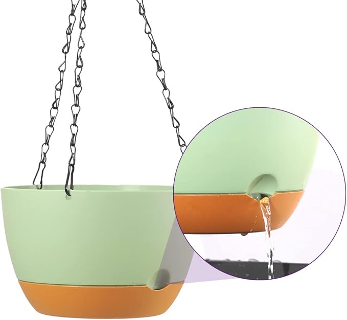 Lookat 3 Pack 8.3inch Hanging Pots for Plants Outdoor Indoor, Hanging Planters with Drainage Hole (8.3inch Grey（3 Pieces）)