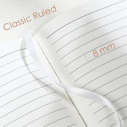 ipoul Linen Journal, A5, 8x6, Ruled Notebook, Journal for Writing, Hardcover, Lay Flat, with Band Closure & Pen Holder, Pink